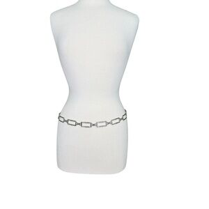 Michael Kors Women's Silver MK Logo Stainless Steel Metal Chain Adjustable Belt